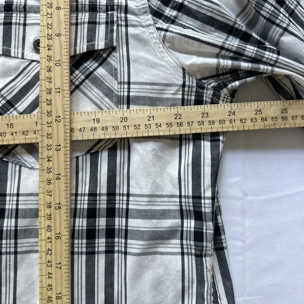 Harley Davidson Racing Shirt Mens XL White Black Plaid Long Sleeve Button #1 - Picture 8 of 9